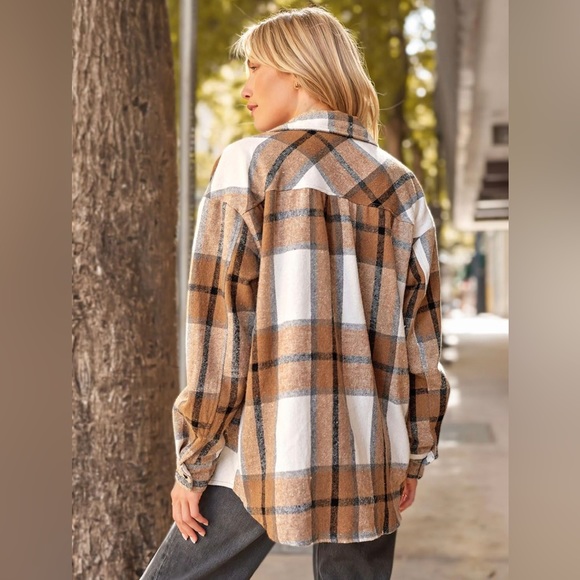 Amazon Find- Women’s Casual Plaid Shacket Button Down Long Sleeve Shirt - Picture 3 of 6
